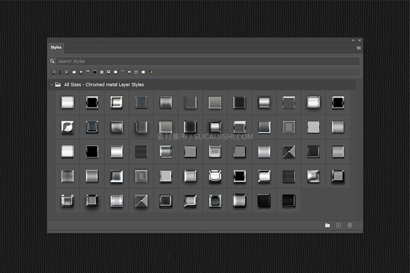 50+真实金属镀金镀铬质感PS样式 ASL PSD格式